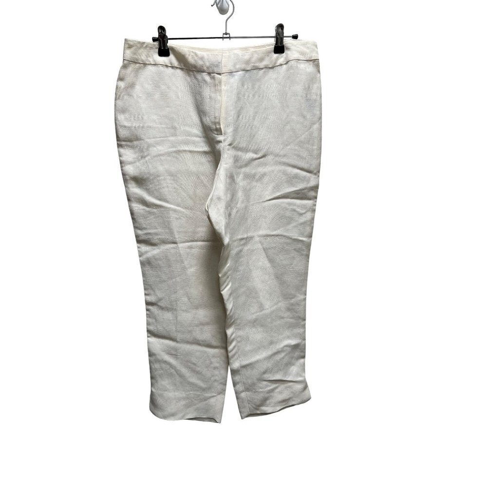 Dana Buchman Petite White Linen Rayon Pants Size 10